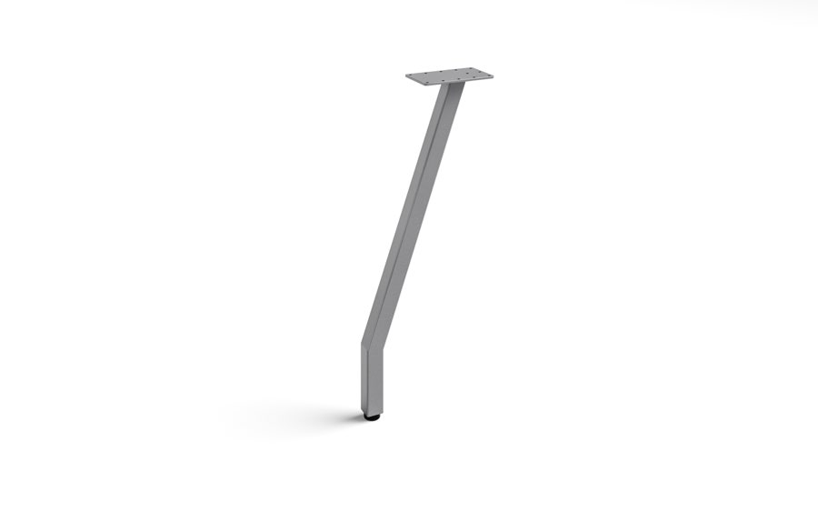 Angled bent legs sold by Gibraltar Inc. A small bend occurs a couple inches from the floor, and then angles upward.