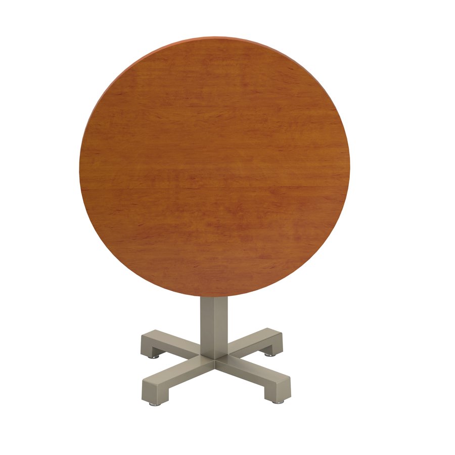 A round flip-top table with FRED x contemporary table base.