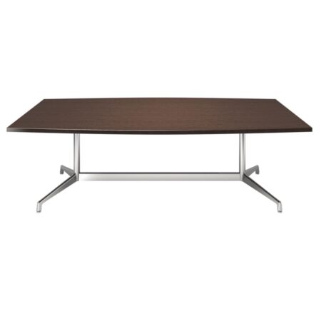 A long table with chrome custom table legs.