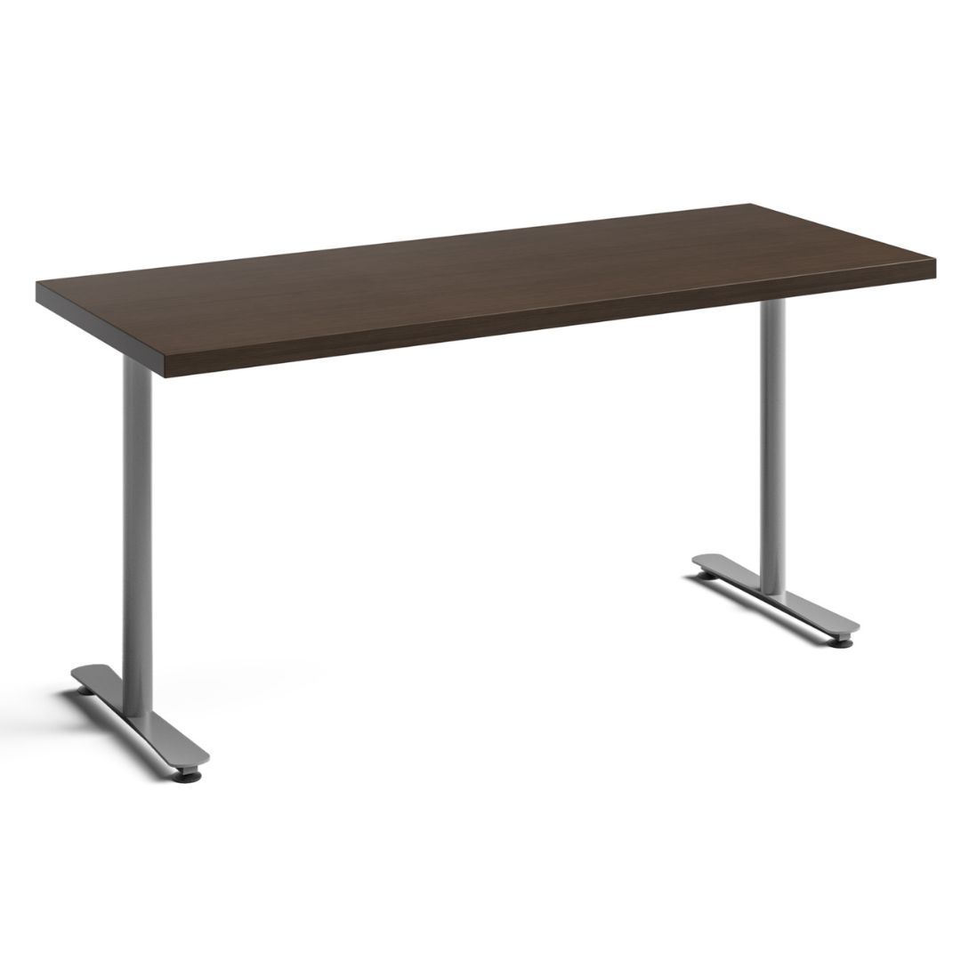 ROVE T base table legs support a solid wooden table top.