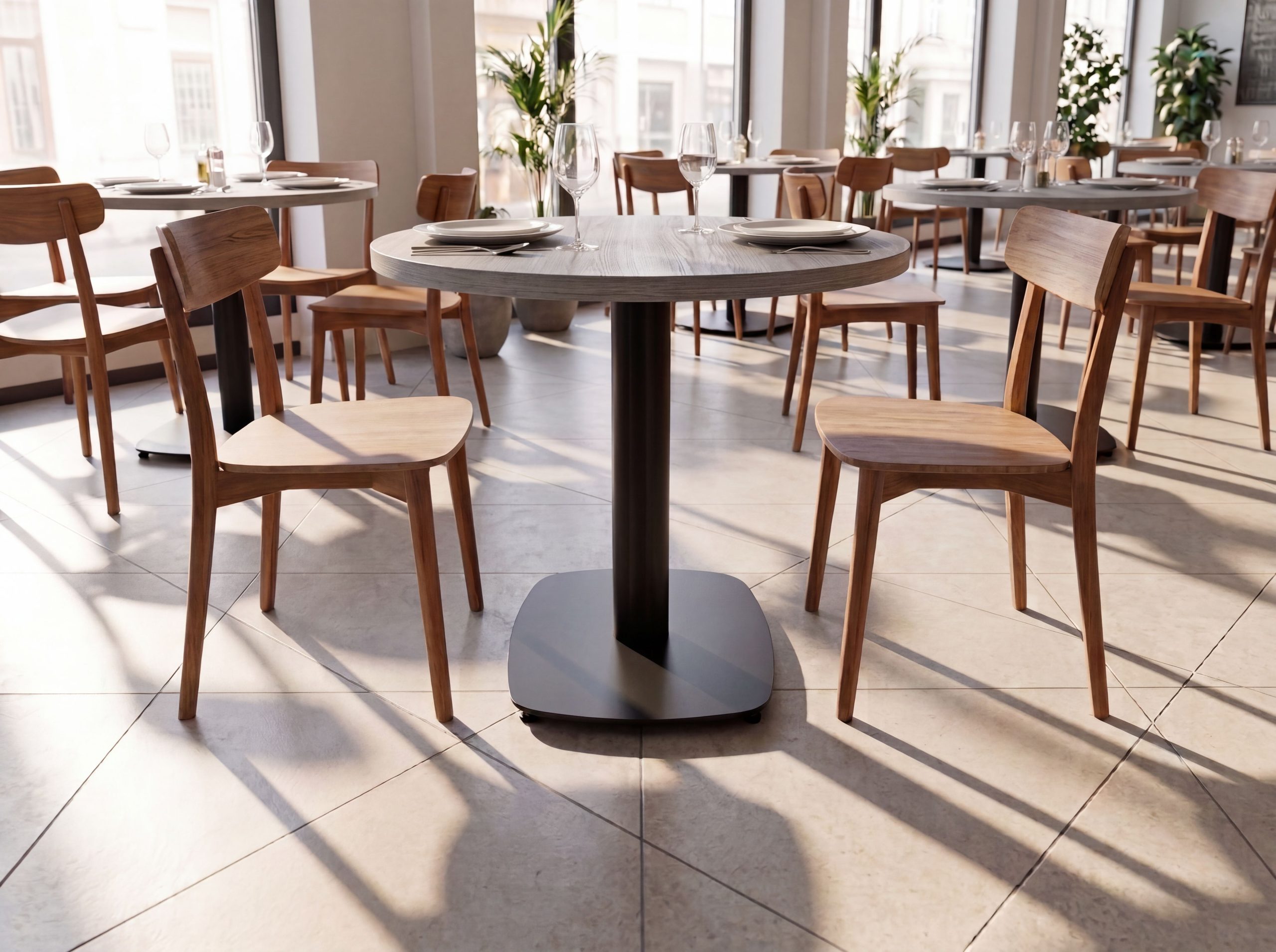Squircle Pedestal Base w Round Top in Bistro